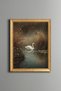 White Swan among the Reeds - Vintage Patterned Painting - Fine Model