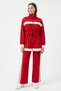 Stripe Detailed Waist Gathered Suit 89140 - Red