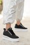 Lulu Black Skin White Sole Lace up Sneakers - 3