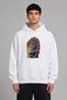 Ferris Wheel Design Pre-Printed Oversize White Hooded Sweatshirt