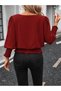 Women's Long Sleeve Round Neck Aerobin Blouse with Gipe Detail at Hem - 3