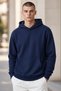 Unisex 3 Thread Navy Blue Basic Sweatshirt Hoodie