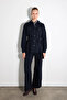 Belted Canvas Shirt Jacket - Navy Blue - 5
