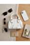 Mini White Shiny Leather Look Handbag and Crossbody Bag for Women - 5