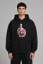 Love You 01 Design Pre-Printed Oversize Black Hooded Sweatshirt
