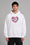 Heart Cat Design Pre-Printed Oversize White Hooded Sweatshirt