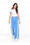 28010-26 Girl's White Striped Wide-Legged 3-Yarn Ruffled Sweatpants 13–16 Years Old - 2