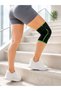 Black Green Sports Knee Brace Breathable Knitted with Adjustable Support Band - 3