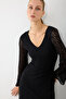 V-Neck Lace Long Evening Dress - Black - 6