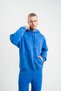 Men's 3 Thread Cotton Oversize Hooded Washable Hoodie Sweatshirt - Blue - 4