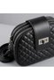 Black Soft Leather Diamond Patterned 3-Compartment Zippered Women's Shoulder Bag 22X16 cm - - 4