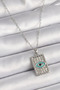 316L Steel Silver Color Zircon Stone Eye Engraving Detailed Plate Model Women's Necklace