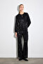 Jacquard Blouse with Drop Detail - Black - 3