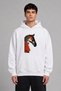 Painted Horse Design Pre-Printed Oversize White Hooded Sweatshirt