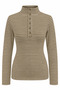2256 Women's Striped Stand Collar Half Placket Buttoned Blouse Mink