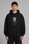 Motivation Not Found Design Pre-Printed Oversize Black Hooded Sweatshirt