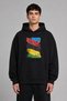 Bicycle Group Design Pre-Printed Oversize Black Hooded Sweatshirt
