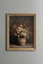 White Flowers and Autumn Branches in Wicker Basket - Vintage Patterned Painting - Fine Model