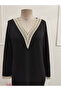 Women's long sleeve lace v-neck short viscose two-ply dress - 4