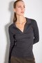 Polo Collar Knitted Cotton Blouse - Smoked - 4