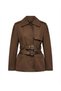 Brown Double Belted Short Trench Coat - 2