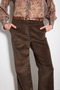 Wide Leg Corduroy Trousers - Brown - 7