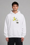 Muz Çıldırdı Design Pre-Printed Oversize White Hooded Sweatshirt
