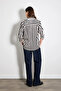 Striped Satin Shirt - Black - 6