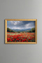 Red Poppy Field in the Mountain Landscape - Vintage Patterned Painting - Fine Model