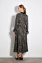 Shawl Patterned Segmented Long Skirt - Black - 5
