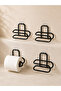 Wall Adhesive Wc Paper Holder Black Metal 4 Pieces Toilet Paper Roll Hanger - - 4