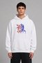 Motorcycle and Helmet Design Pre-Printed Oversize White Hooded Sweatshirt