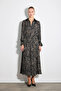 Shawl Patterned Segmented Long Skirt - Black