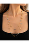 Double Row Gold Silver Detailed Necklace Two Color Long Chain Women's Necklace - 3