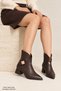 Dorvi̇a Zippered Belt Detailed Pointed Toe Thick Heeled Women's Boots - 5