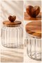 Glass Jar with Heart Handle and Acacia Wood Lid 16 cm – Transparent Storage Jar Set with Wick - 2
