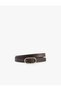Metal Oval Buckle Detailed Faux Leather Thin Belt