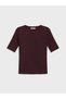 Alita City Farkıyla Lcw Everyday Burgundy Oval Neck Glittery Women's Knitwear Sweater - 5