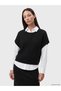 Alita City Farkıyla Lcw Everyday Black Knitwear Openwork Oval Neck Women's Sweater