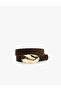 Oval Buckle Detailed Faux Suede Belt