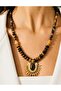 Cat's Eye 8 mm Natural Stone Vintage Sun Pendant 50 cm - 2