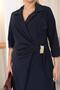 Plus Size Double Breasted Collar Evening Dress with Gold Accessories - 7