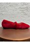 Women's Red Rabbit Fur Buckle Casual Ballerinas 1 cm Byndtav01 - 3