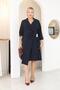 Plus Size Double Breasted Collar Evening Dress with Gold Accessories - 2
