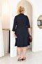 Plus Size Double Breasted Collar Evening Dress with Gold Accessories - 8
