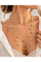 Double Row Gold Silver Detailed Necklace Two Color Long Chain Women's Necklace - 9