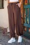 Soft Textured Adjustable Waist Barrel Jogger Sweatpants with Sewing Details