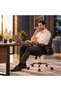 Comfy-M Ergonomic Mesh Office Visitor Chair, Adjustable Lumbar Support, Height-Adjustable Armrests, Padded Seat, Chrome Cantilever Base, Black, Home Office & Meeting Room - 2