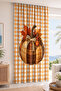 Autumn Pumpkin and Leaf Patterned Plaid Single Wing Background Curtain (with Cushion Cover as a Gift) - 2