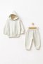 100% Cotton Unisex Oversize Comfortable Fit Children's Hooded Tracksuit Set with Elastic Waist and Cuffs and Printed Back - 2